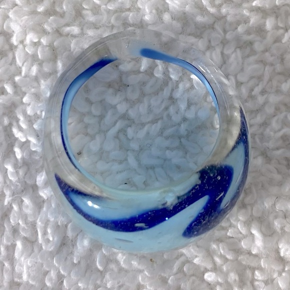 Vintage Art Glass Handmade Blue Band Ring - Picture 8 of 11